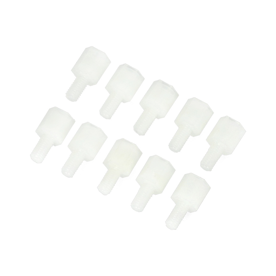 Dystans nylonowy 6mm z gwintem M3 - 10szt.